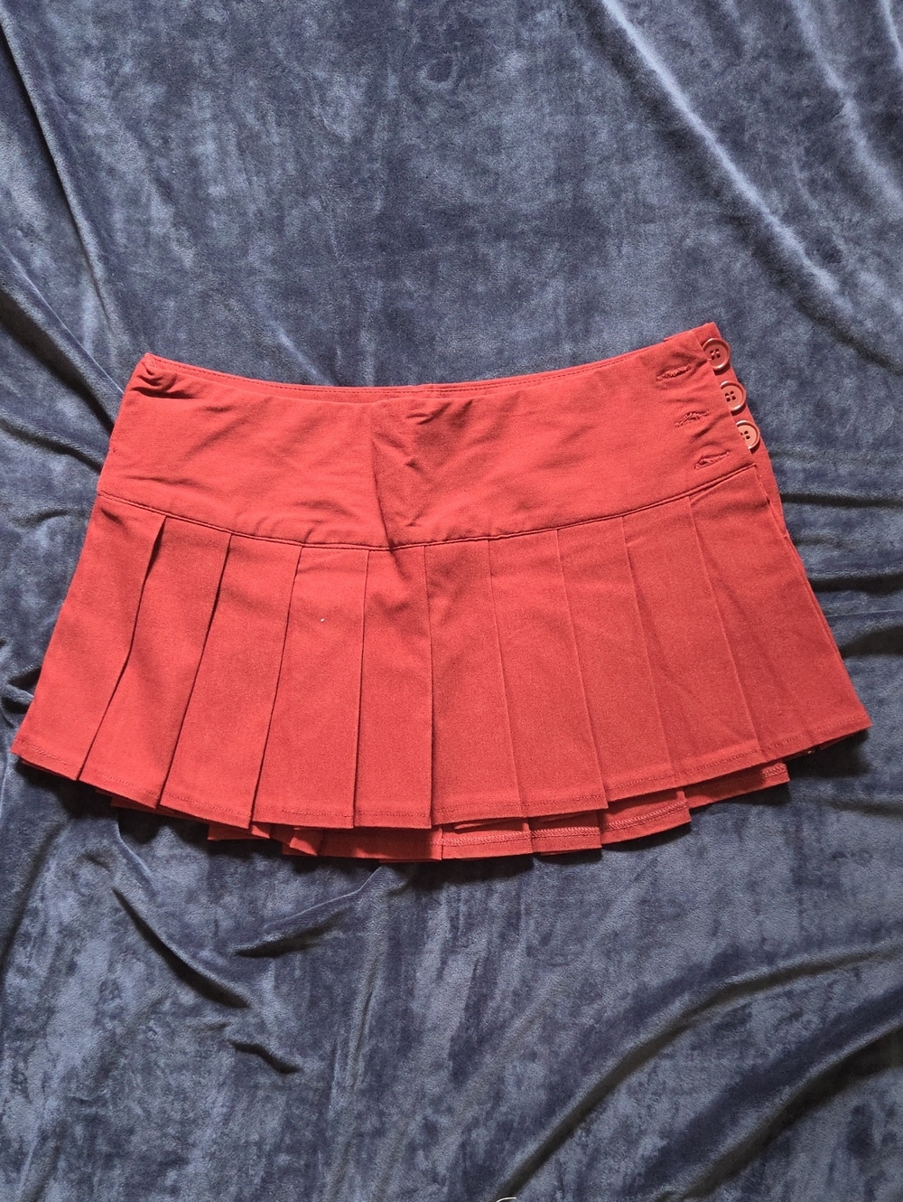 Wine Red Pleated Mini Skirt M